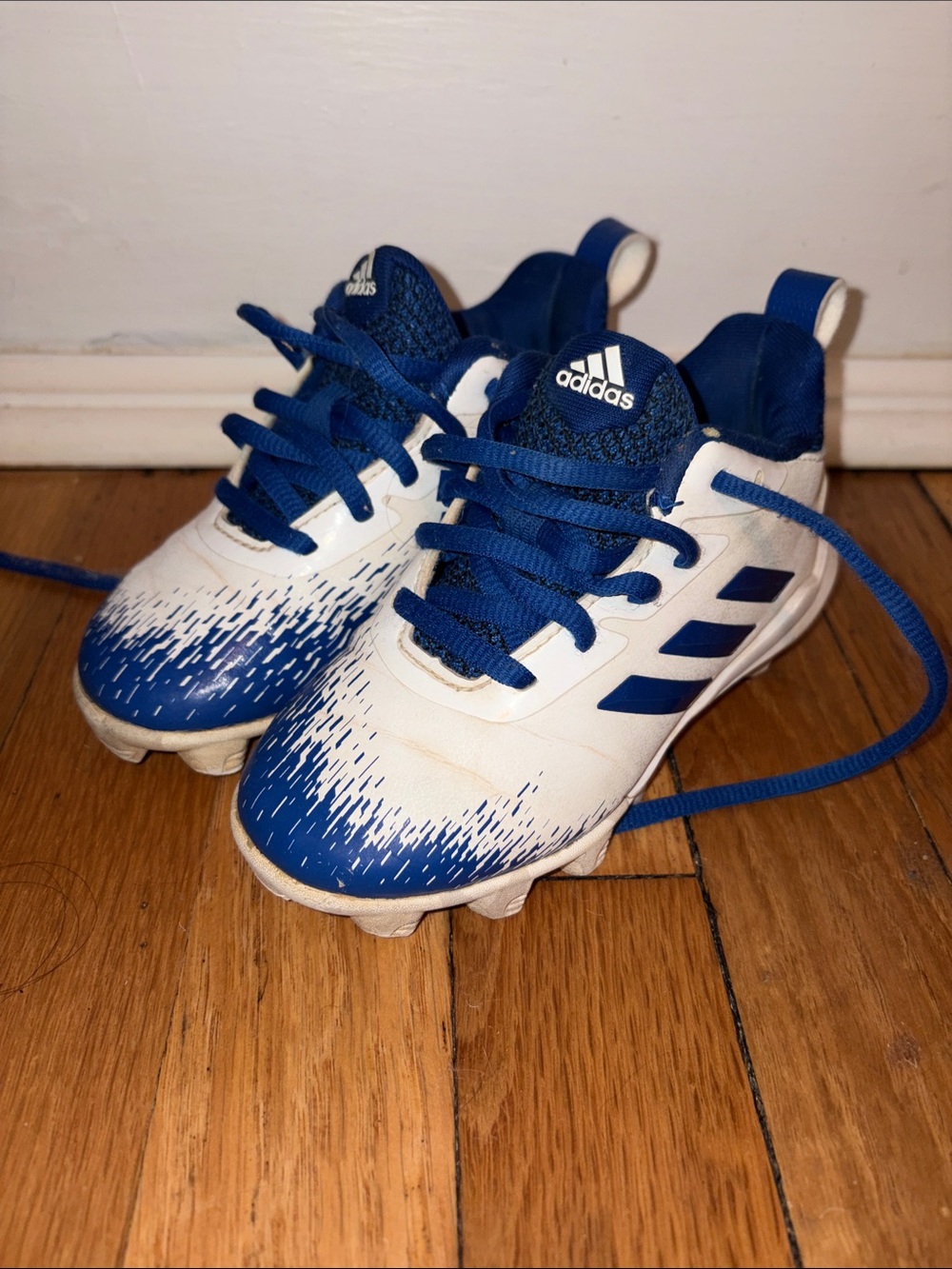 adidas Kids Blue and White baseball Cleats